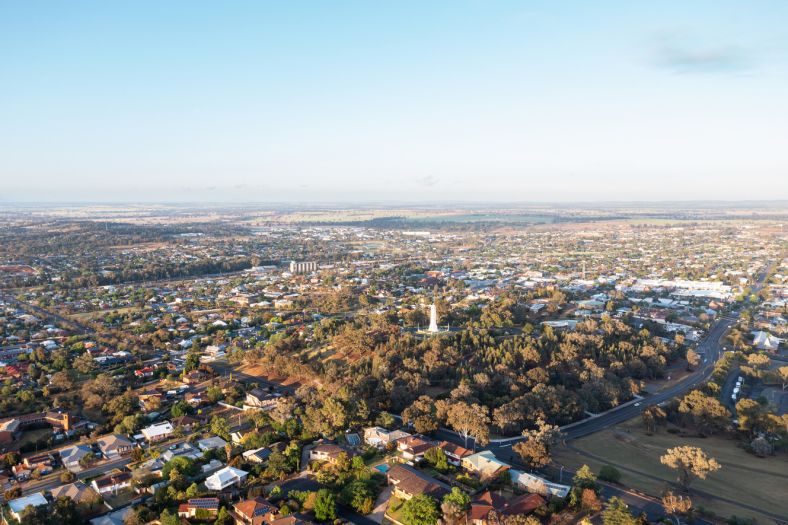 a drone image of the Parkes area
