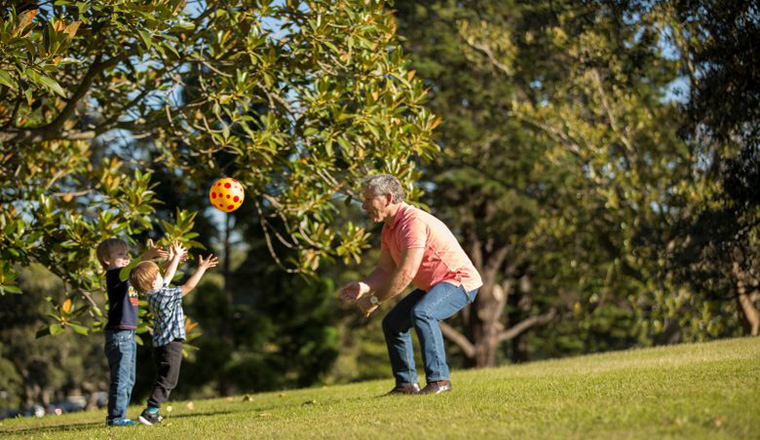Family in park with ball