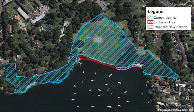 Map showing the council's proposed new license area in Parramatta River Regional Park