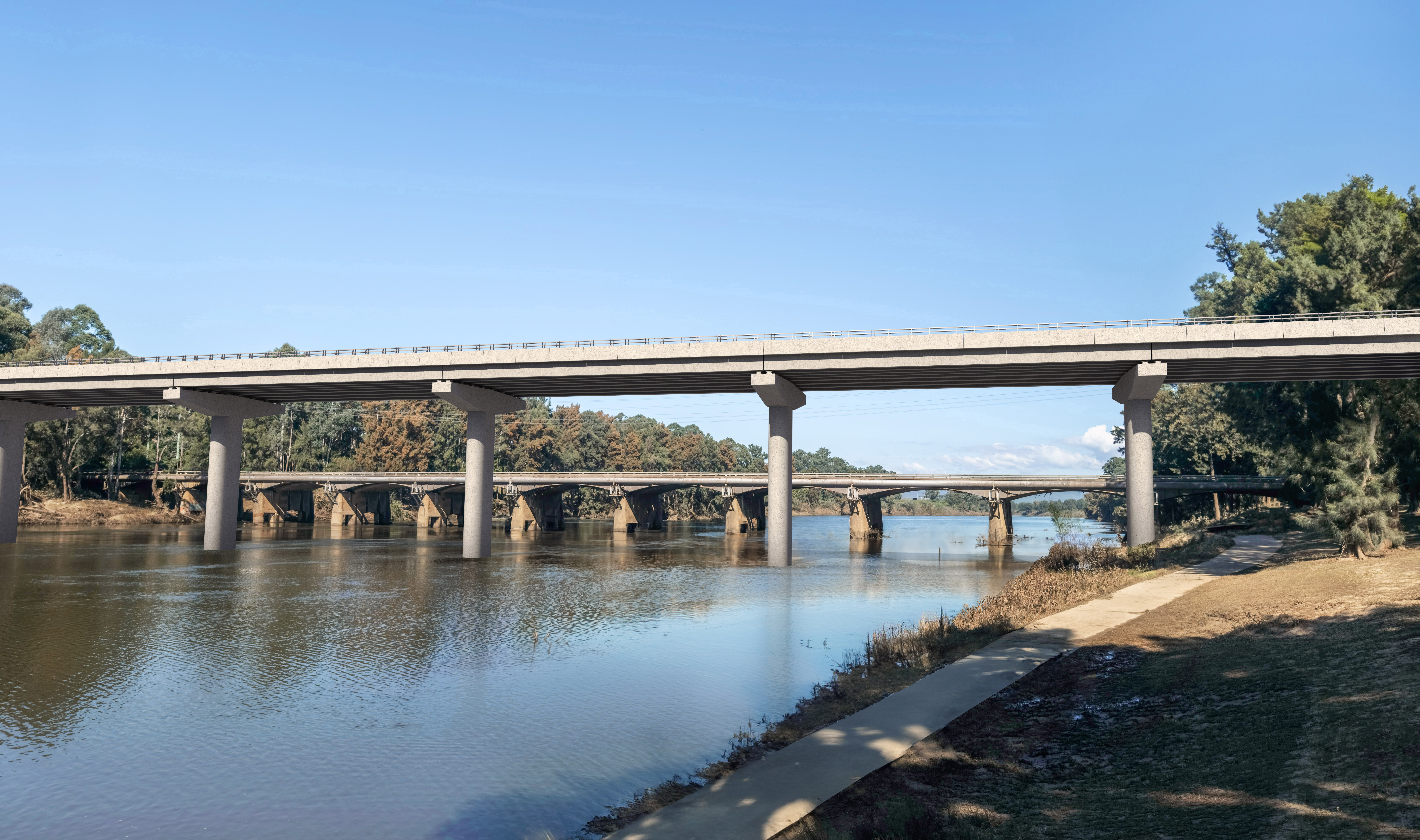 Artist’s impression of the two bridges - looking towards the new bridge from Hanna Park