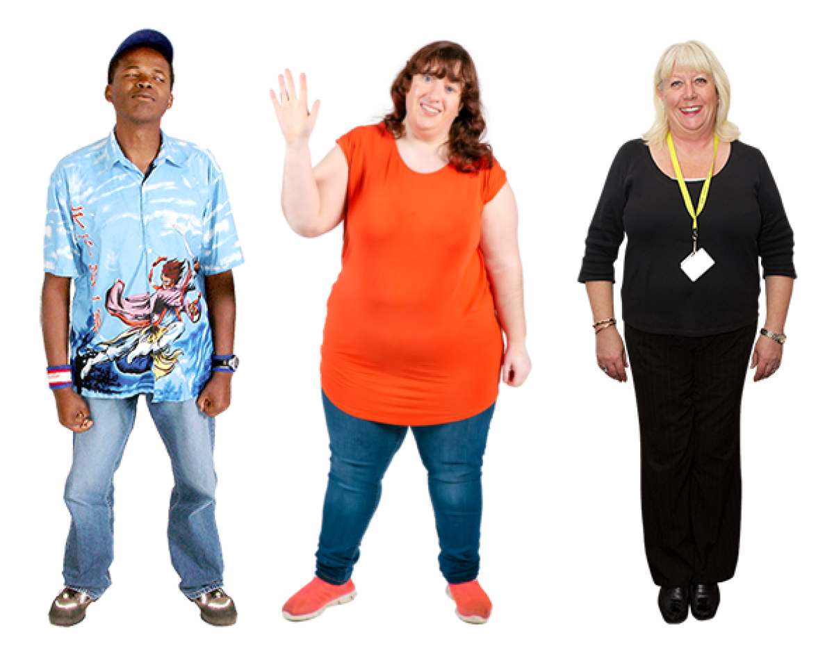 photo of three people standing in a row