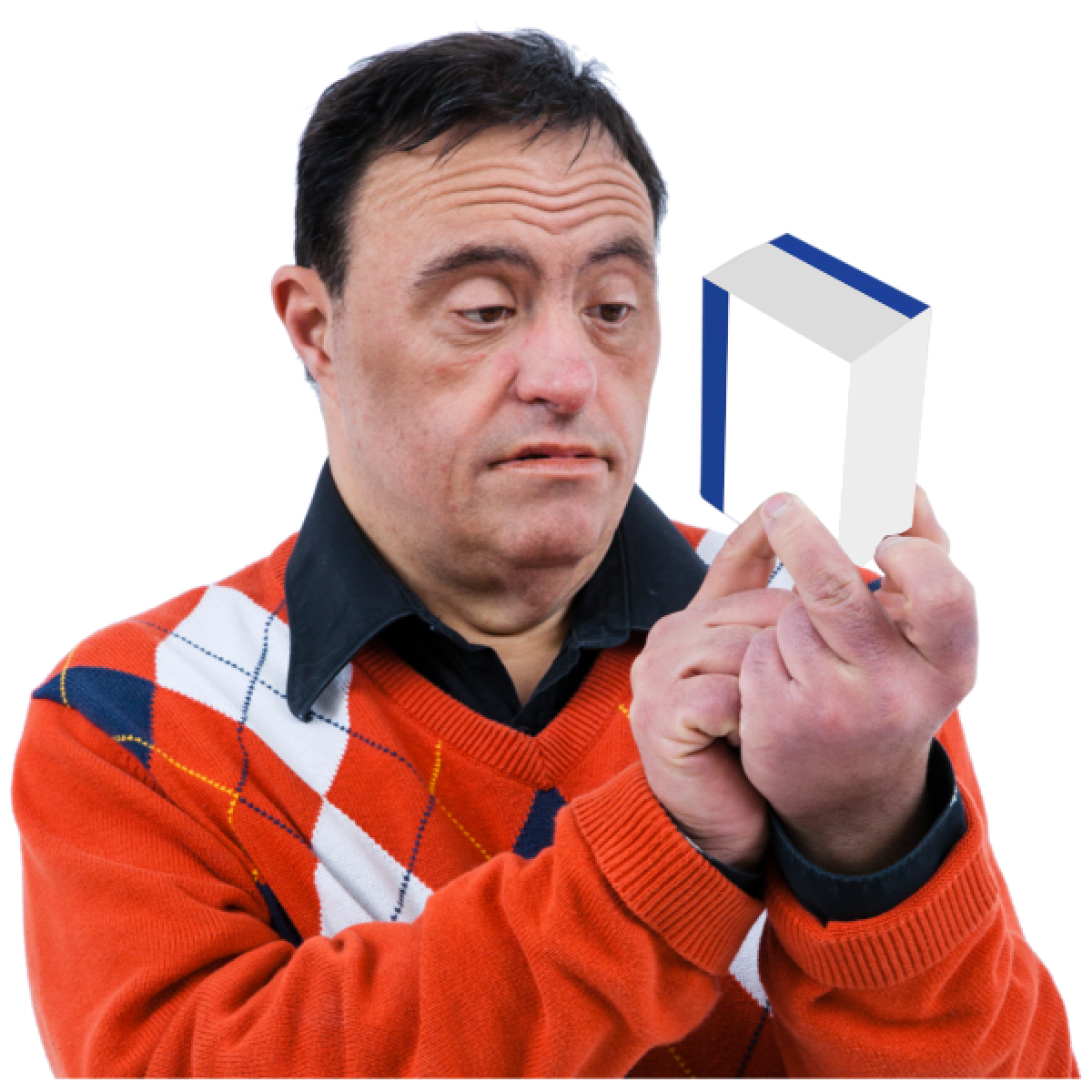 man reading instructions on box of medicine