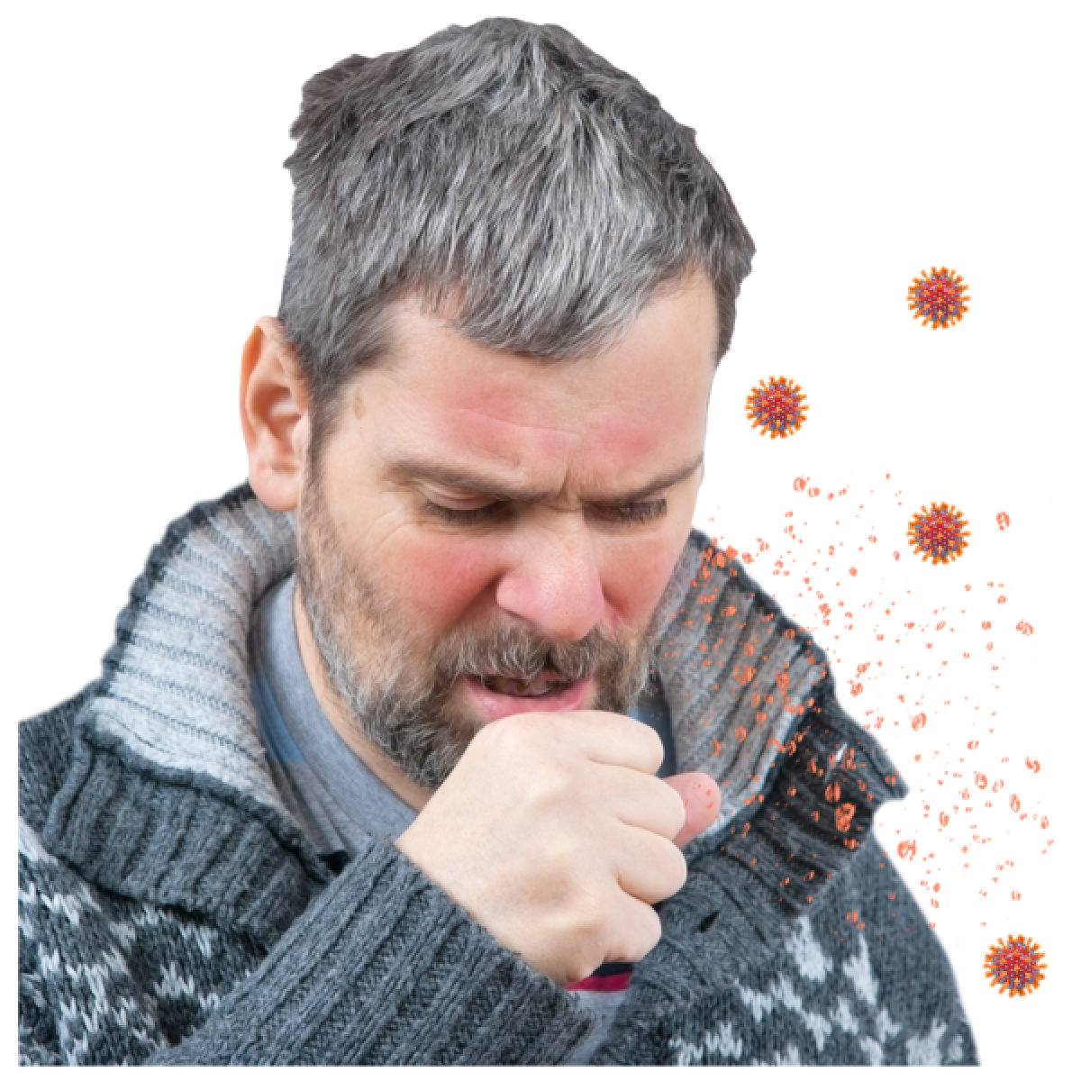 man coughing into hand