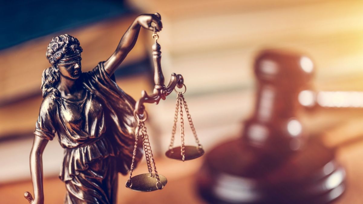 Scales of justice and a gavel