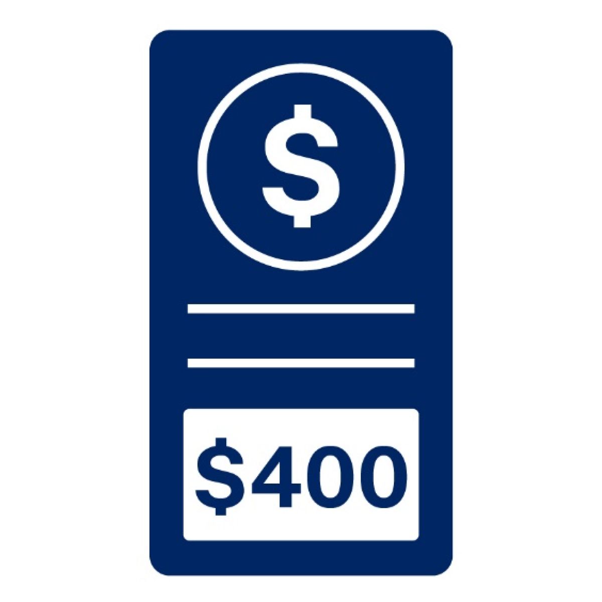 Pictogram of $400 fine with dollar sign 