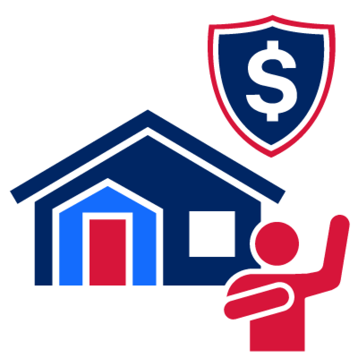 An icon of a person standing in front of a house with a rental bond.