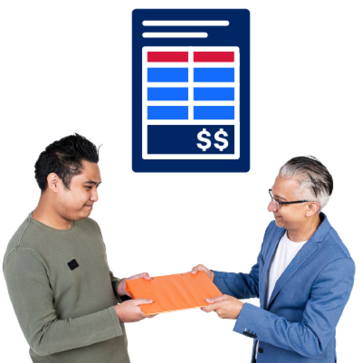 An image of a person handing an invoice to their health insurance provider.