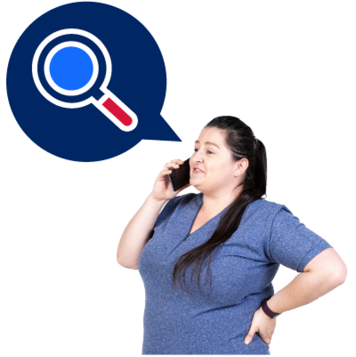 A woman is on the phone asking to review an invoice.