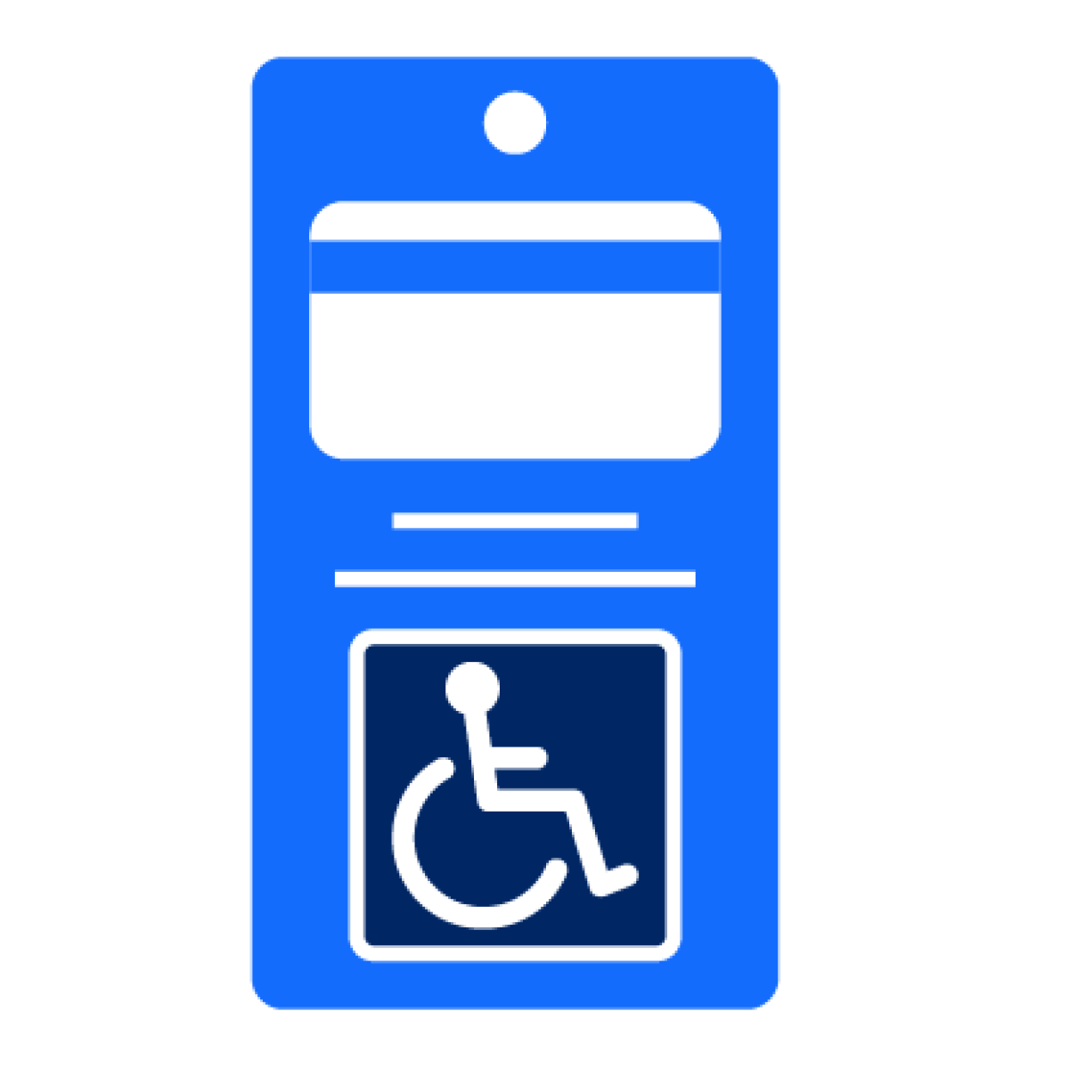 A blue disability parking permit sign.