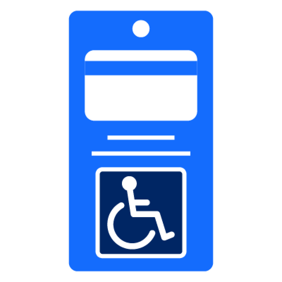 Disability parking permit blue sign