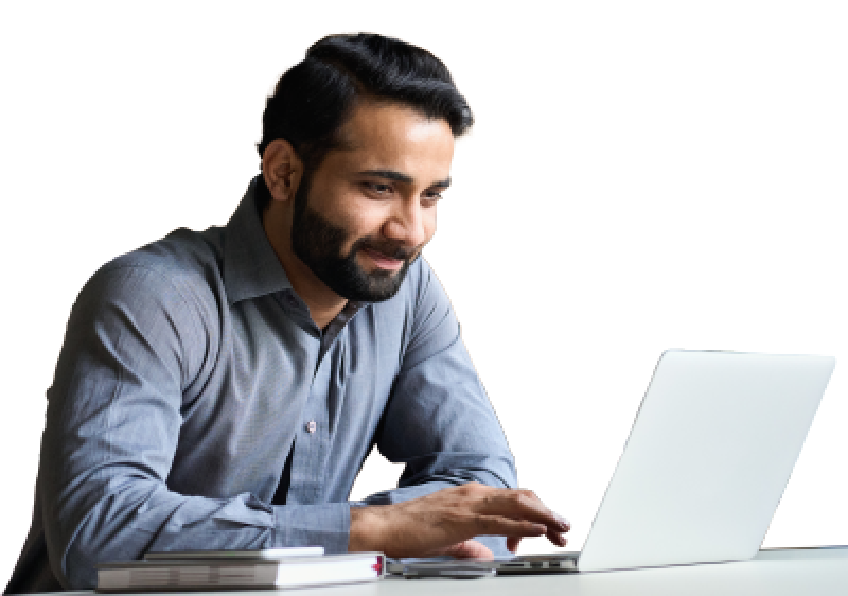 Man using express mode on apple website on laptop