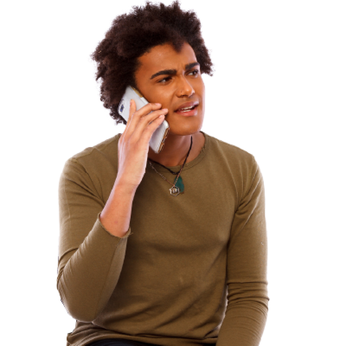 Man on phone looking worried talking to SafeWork