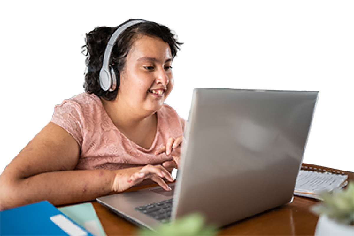 A young girl using a computer