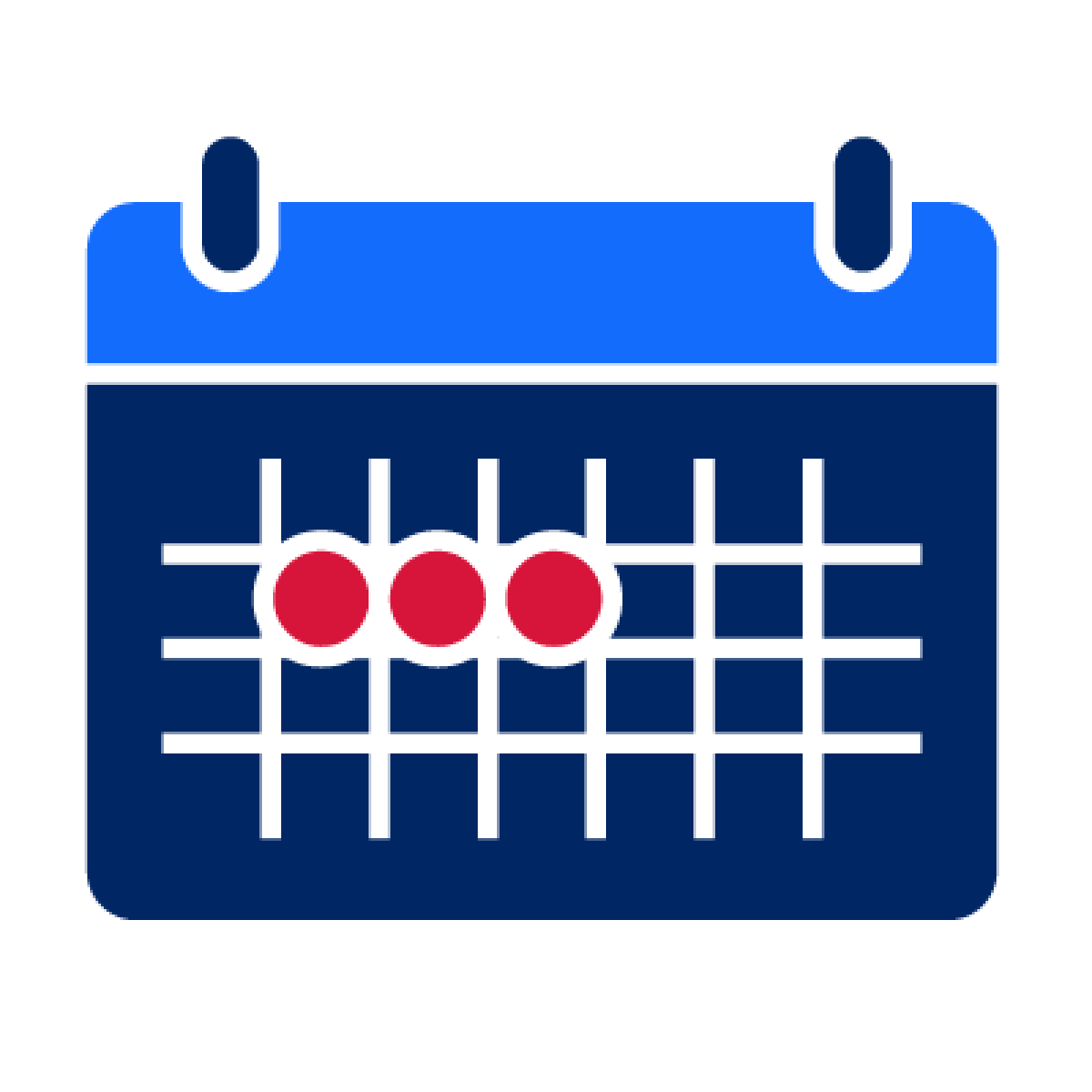 A calendar with three days selected