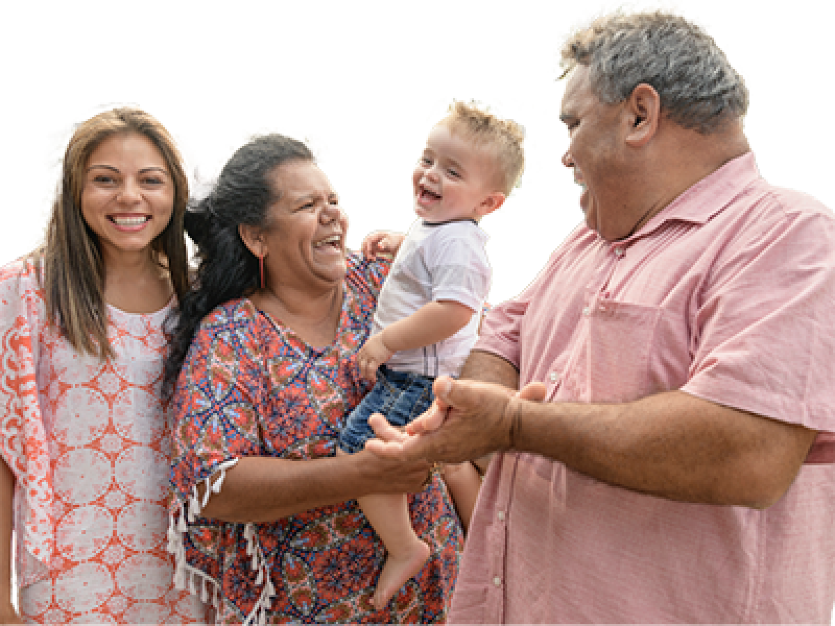 A child with their grandparents and aunt.