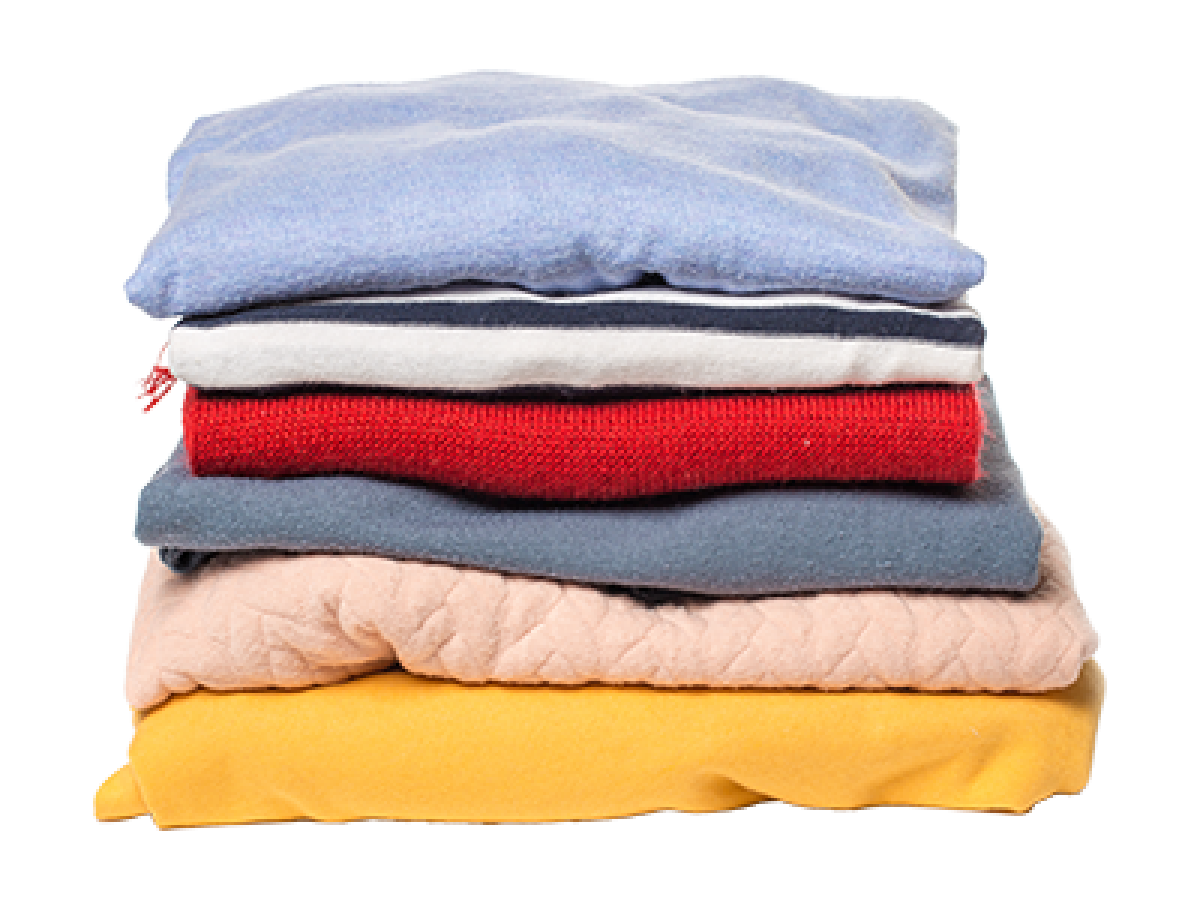 A stack of clean, folded clothes