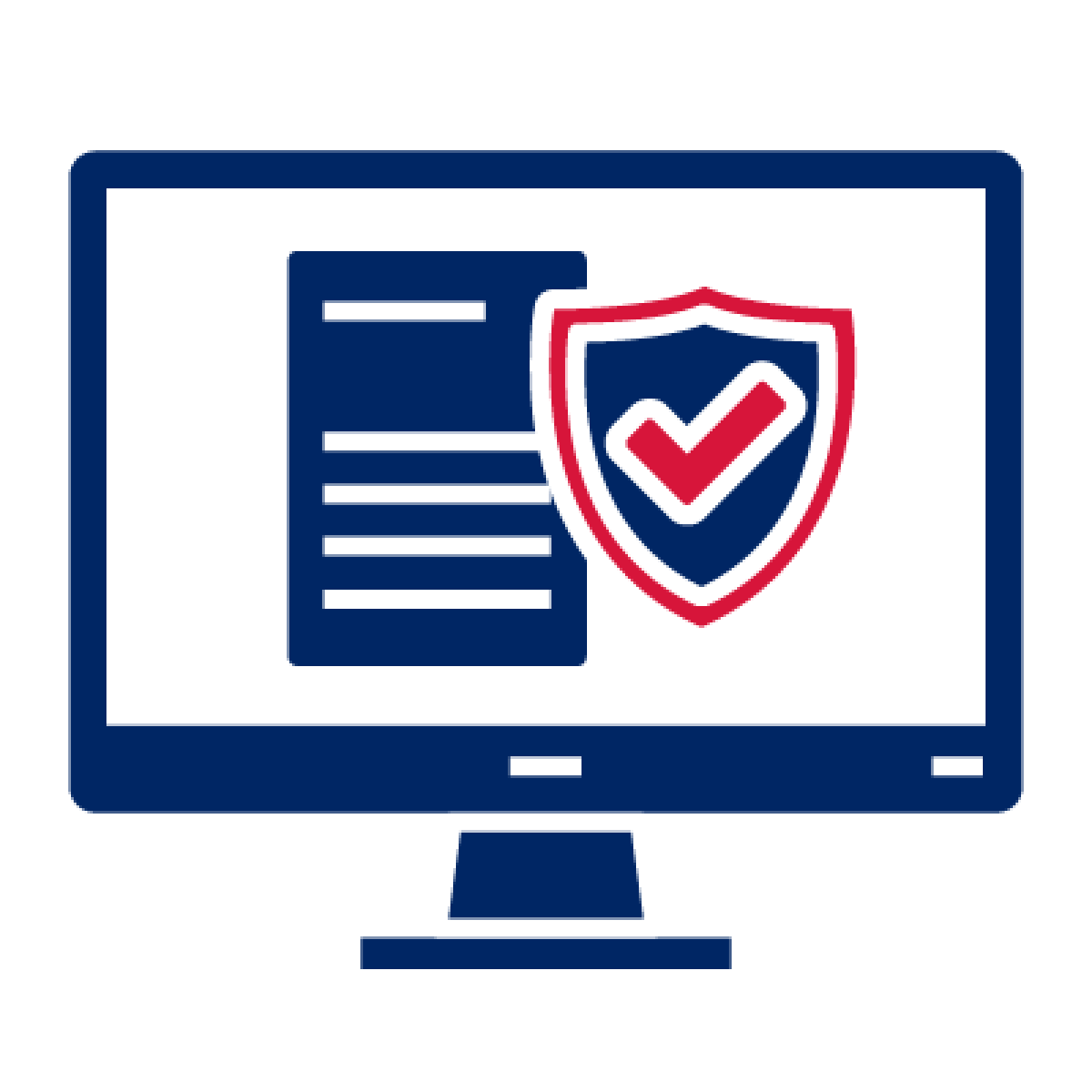 Document with a safety symbol on a computer screen