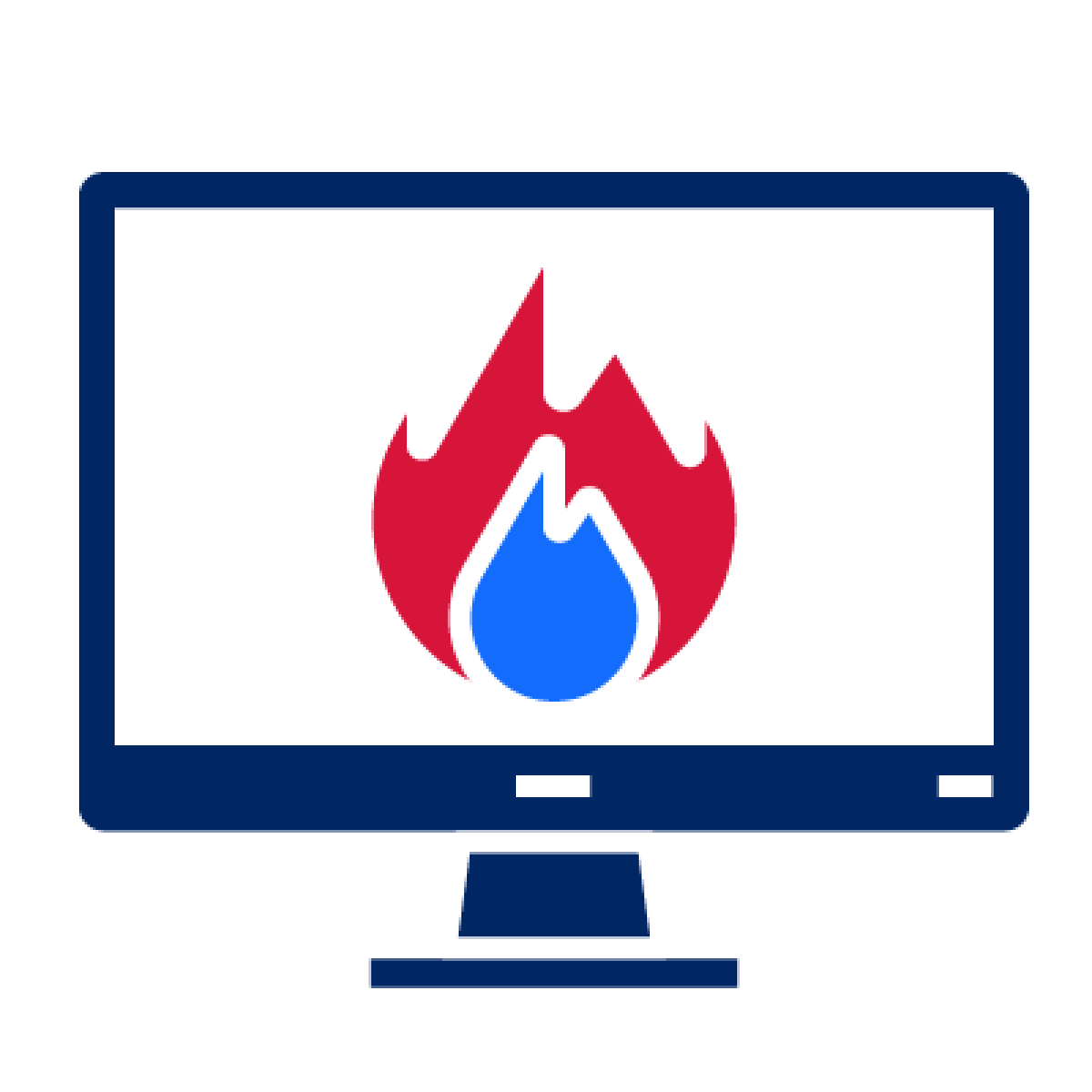 A fire shown on a computer screen