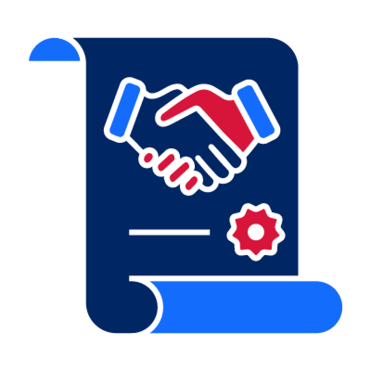 A legal document with a handshake icon on it.