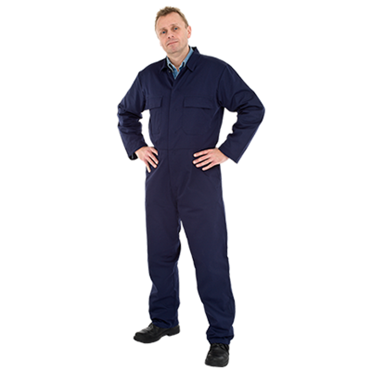 A man wearing coveralls