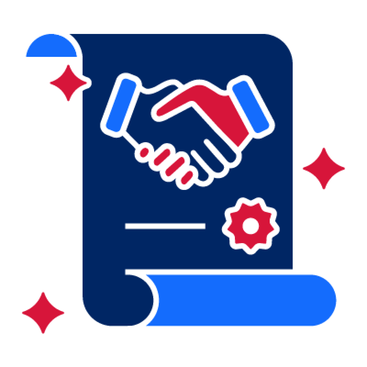 A new legal document with a handshake icon on it.