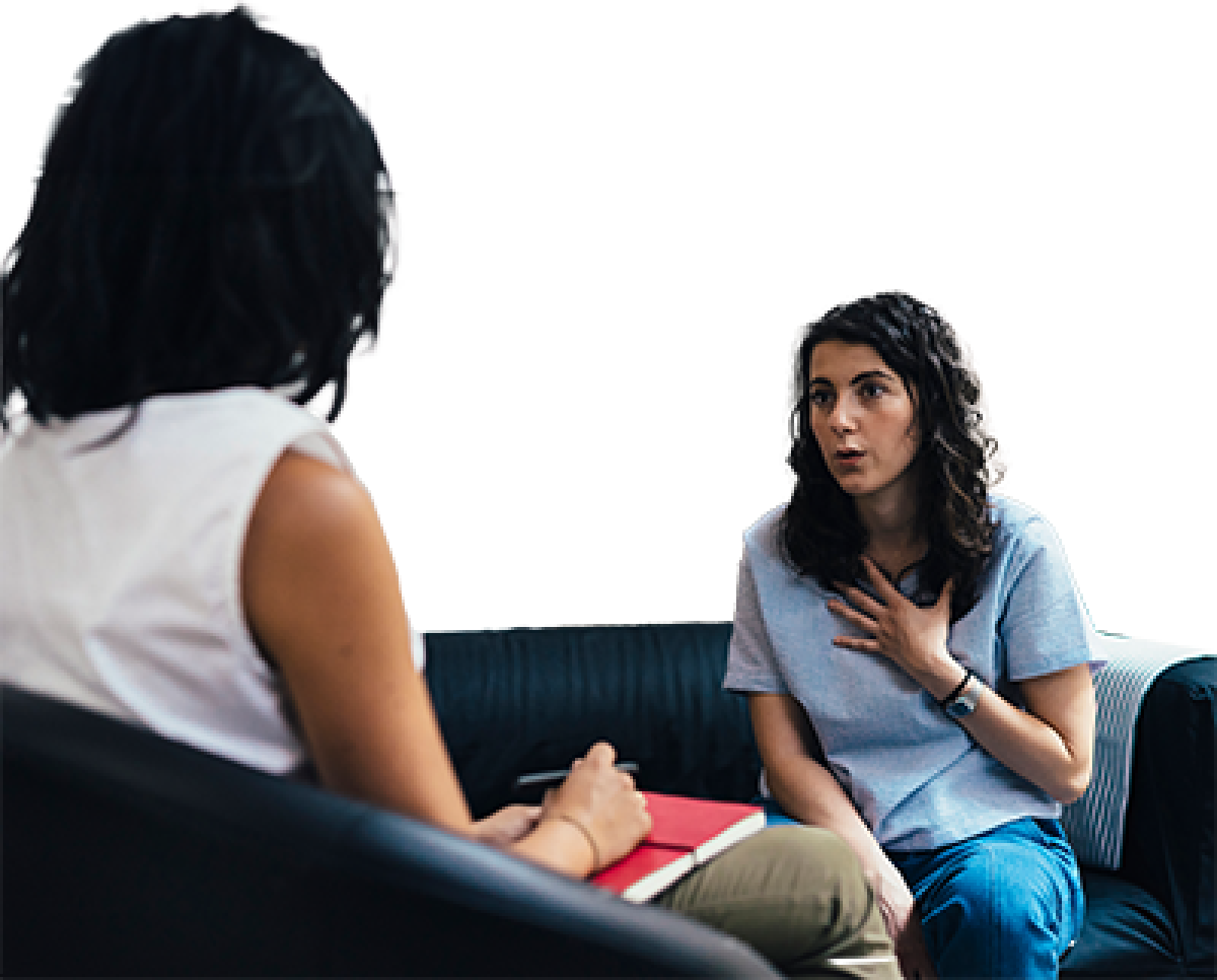 A person talking to their counsellor.