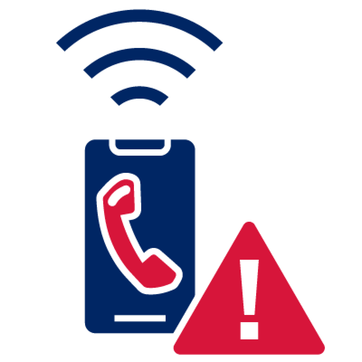 Phone and internet with a warning symbol