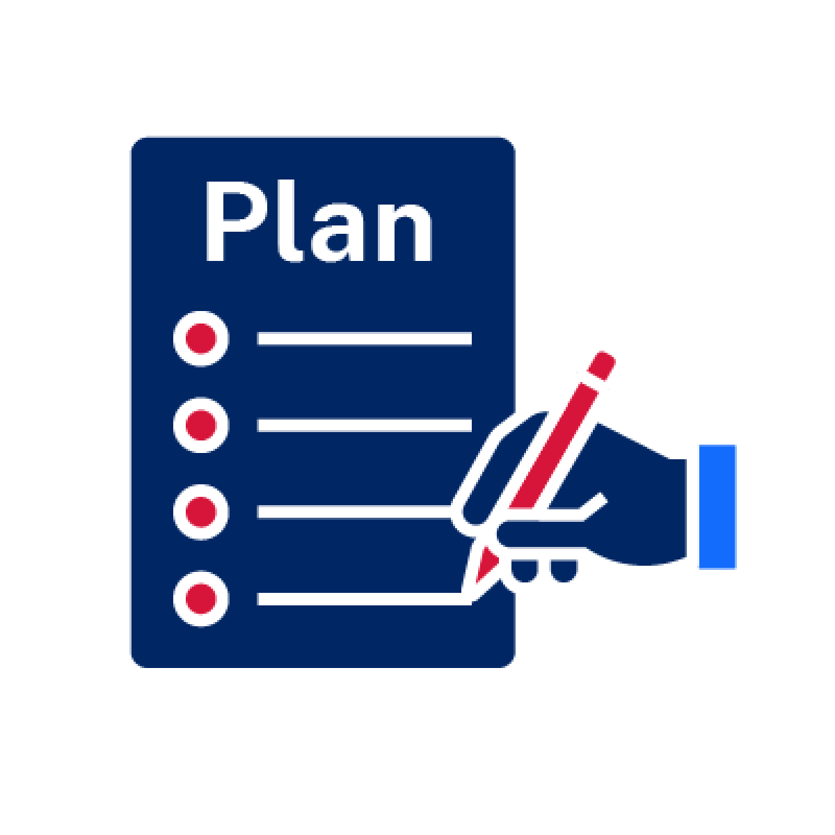 A person writing a plan document.