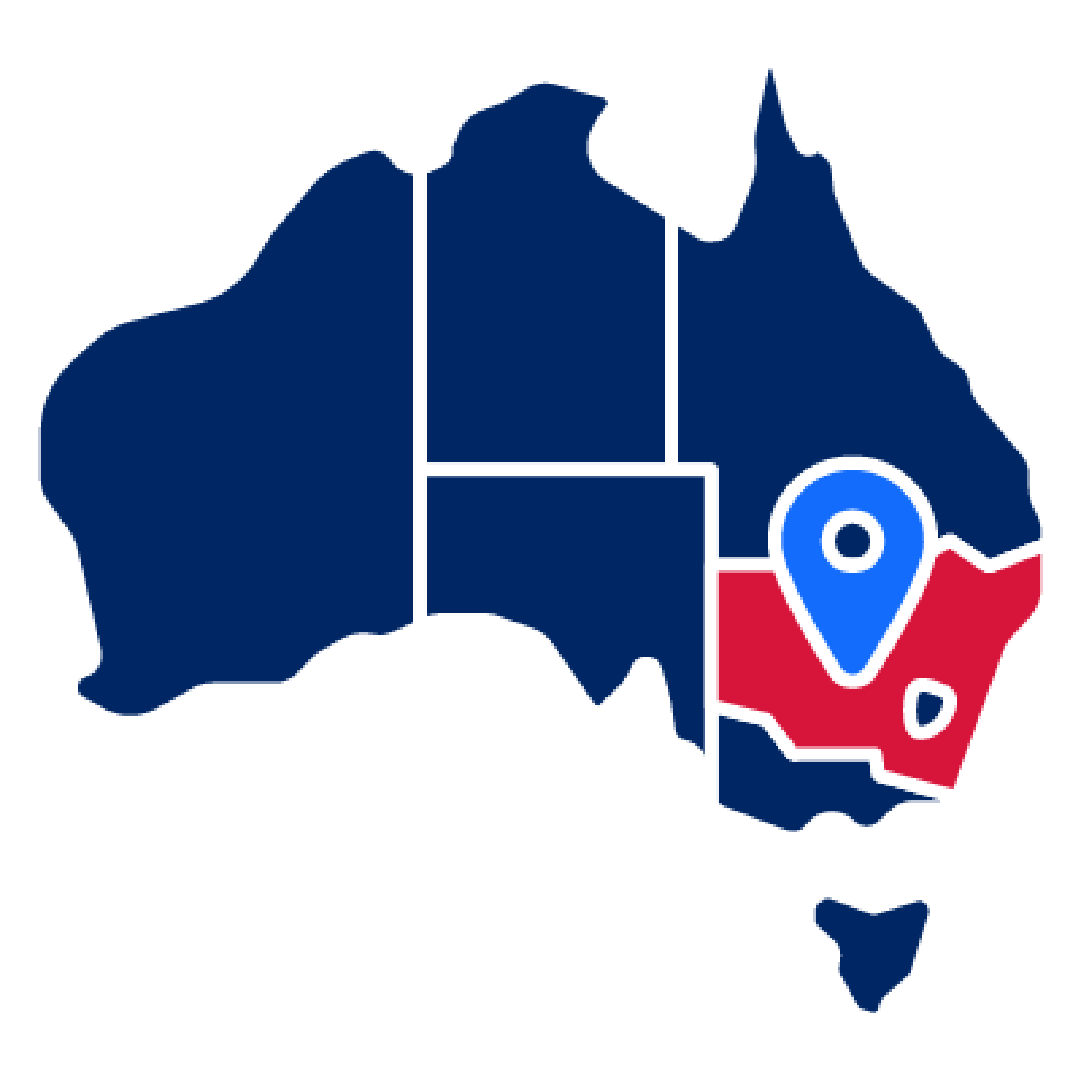 A map of Australia with a location marker on NSW.