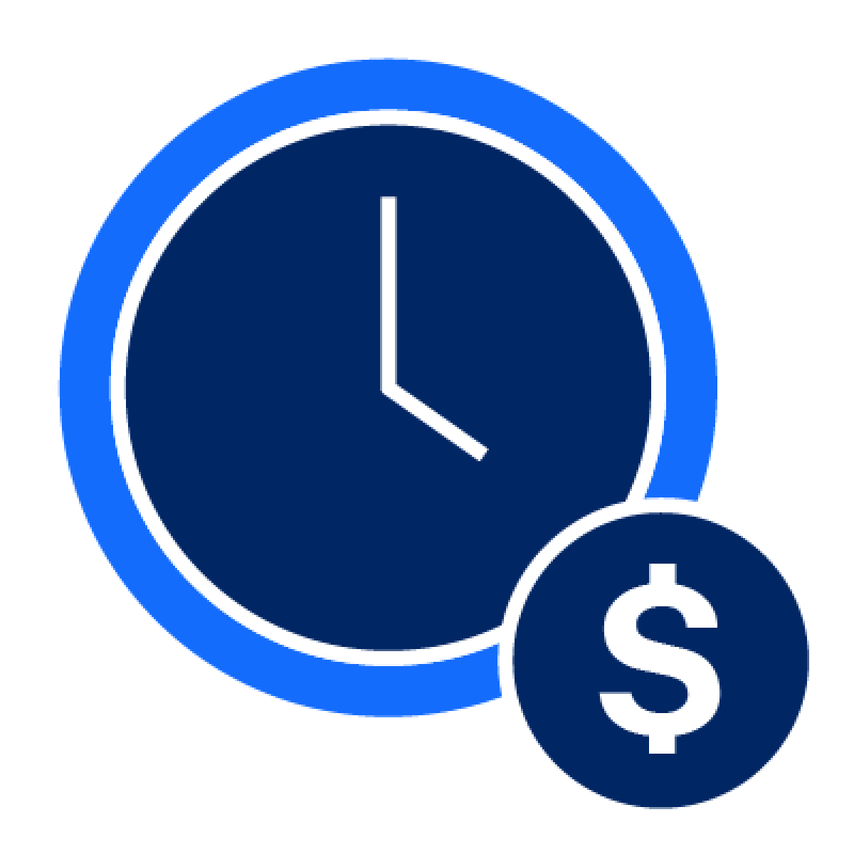 A clock and a money icon.