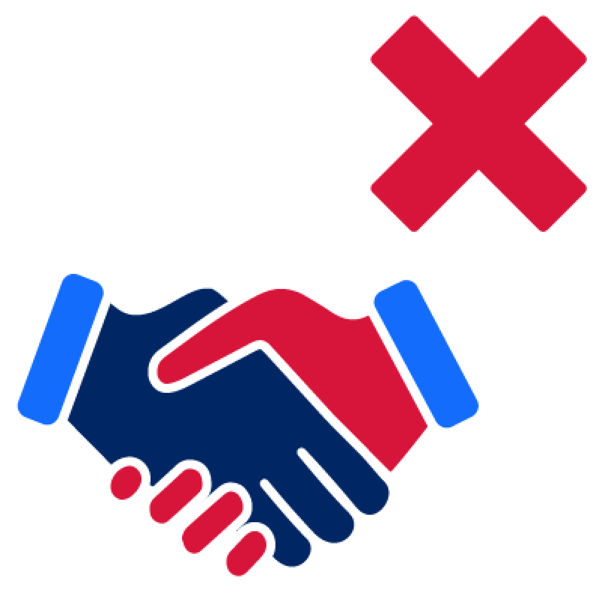 A handshake icon with a cross above it.