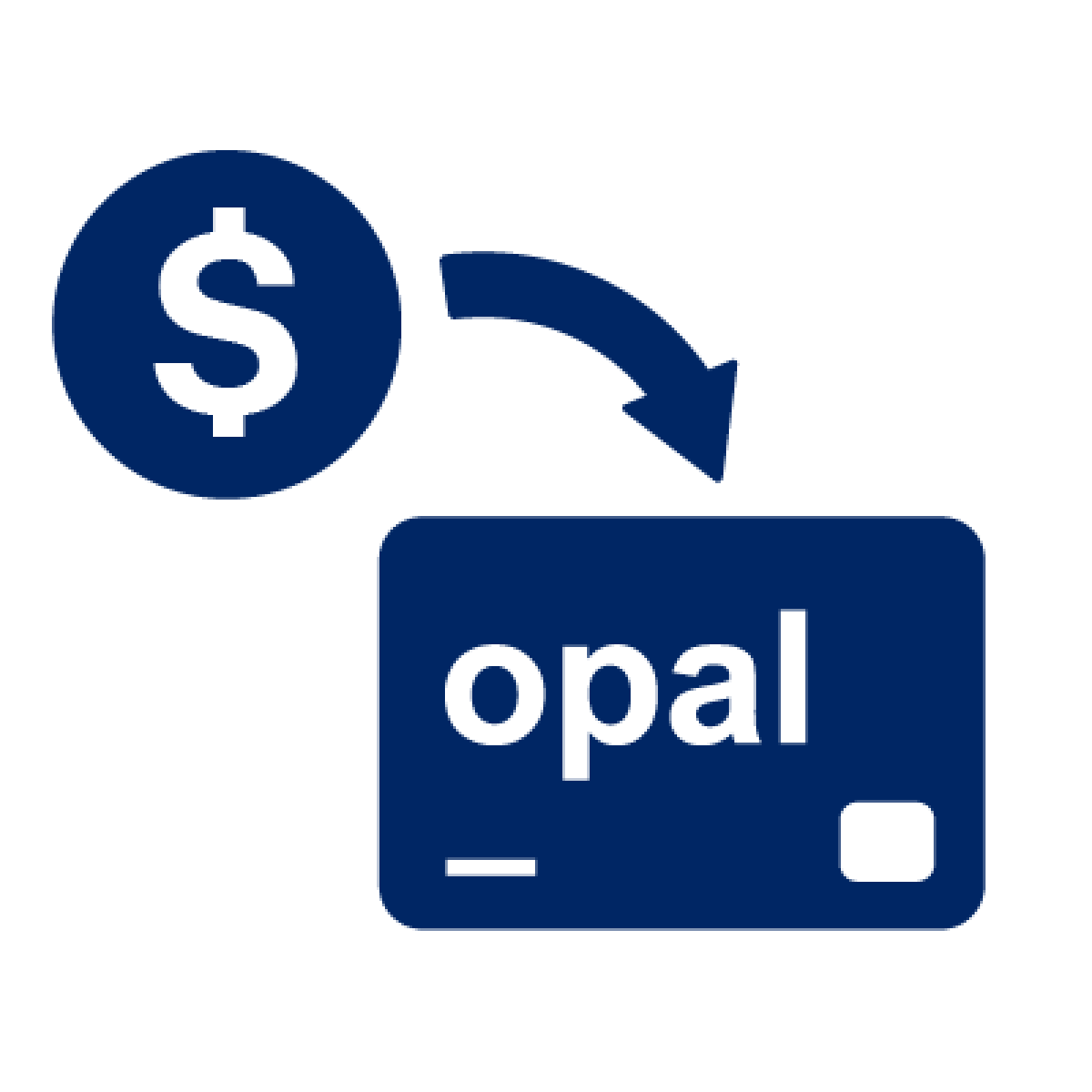 A money icon with an arrow pointing to an Opal card