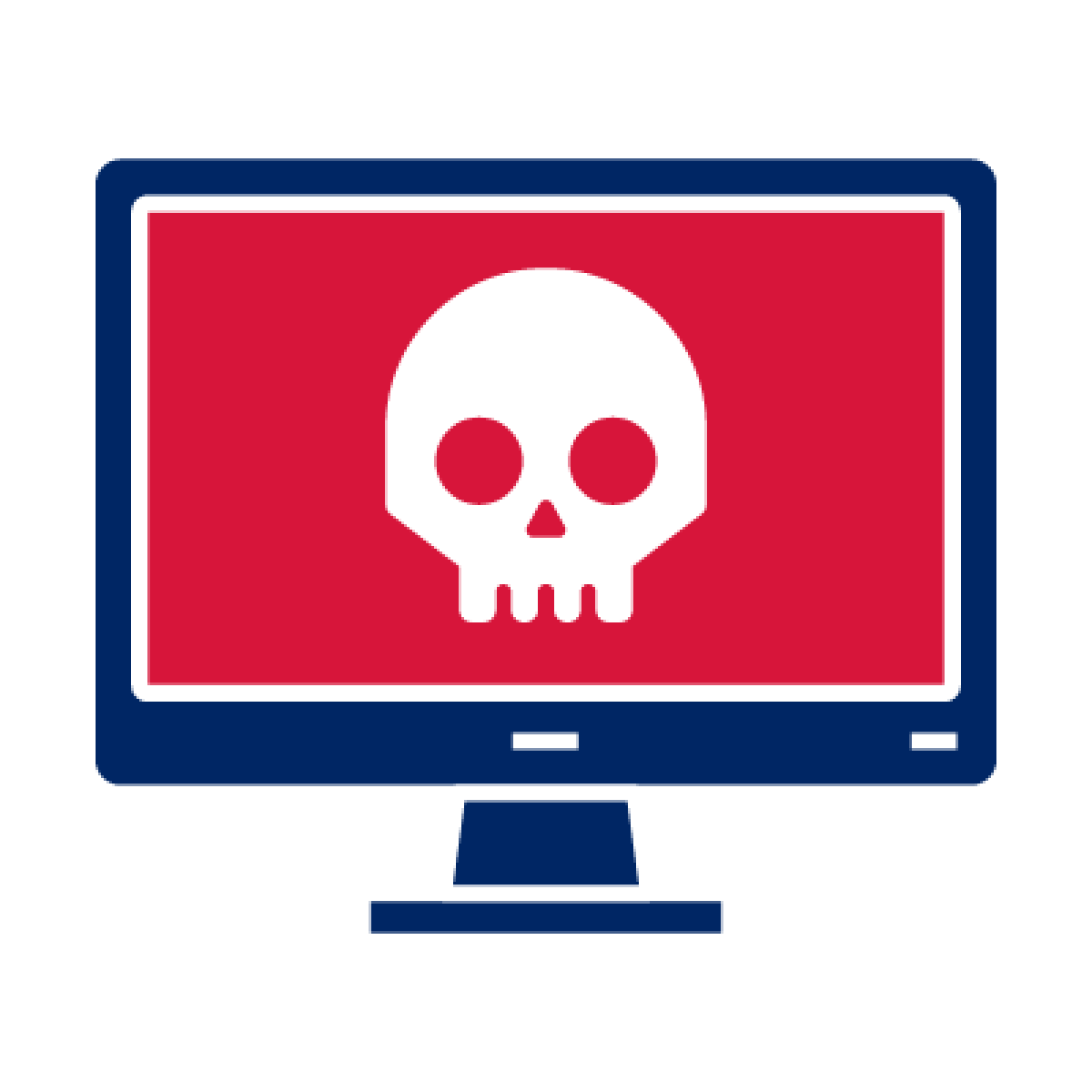 A skull icon on a computer screen.