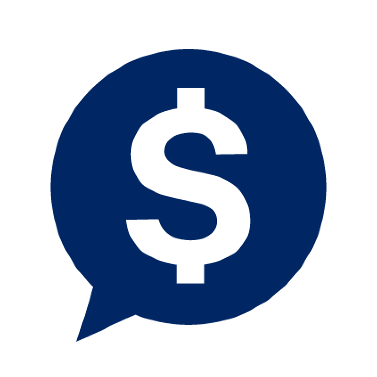 A speech bubble with a money icon on it.