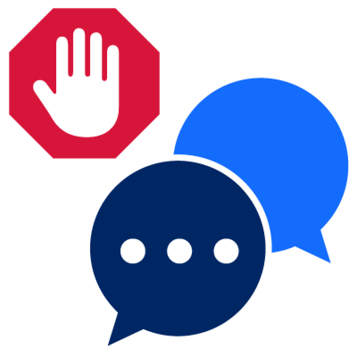 A stop icon and 2 speech bubbles.