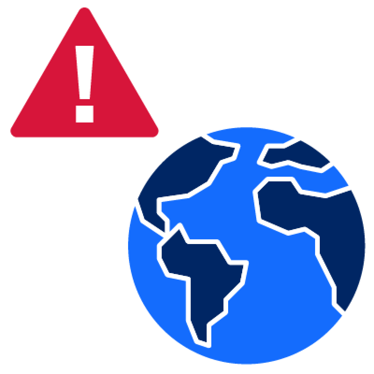 A world globe and a problem icon.