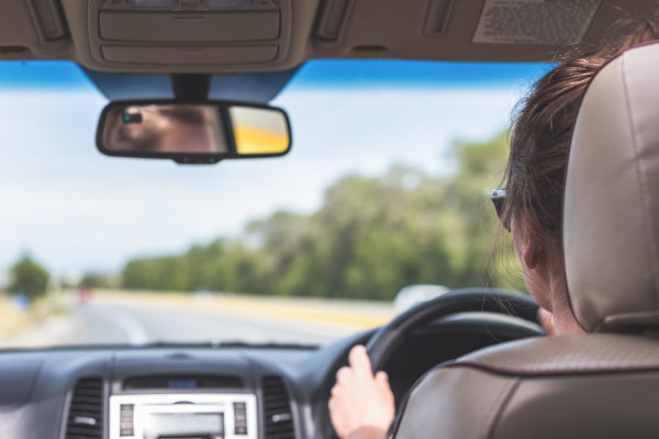 Woman driving a car