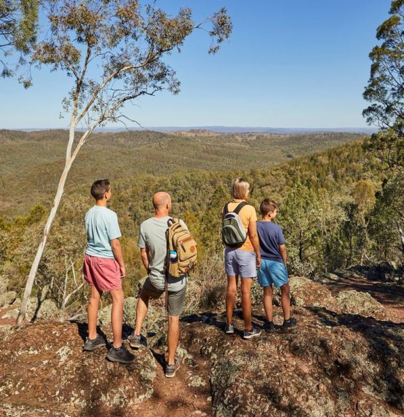 Family bush walking in Wellinton NSW