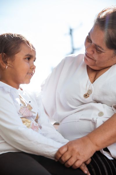 Person caring for young child