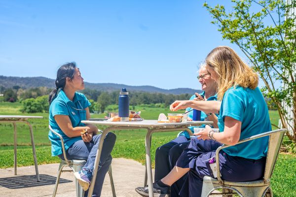 Three Southern NSW LHD nurses having a break outside