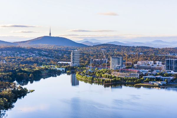 Aerial view of Canberra from Belconnen in the morning