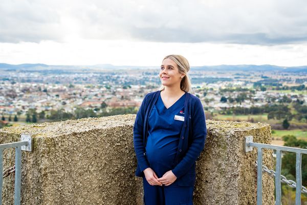 Southern NSW LHD nurse standing outside