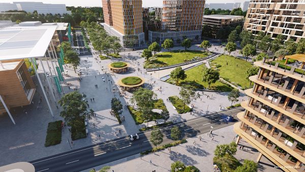 Artist's impression of a new city parkland.