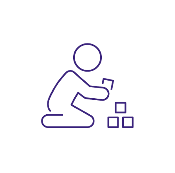 Outline of a child playing with blocks