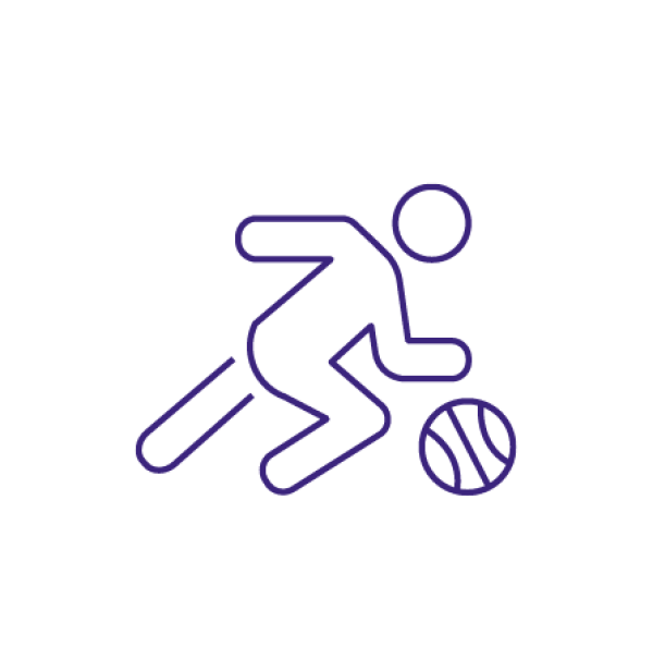 Outline of person running after ball