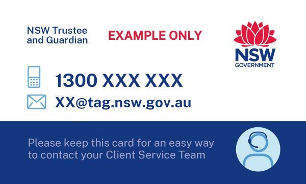 Example of a Trustee and Guardian client contact card