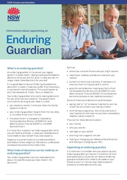 Page 1 of Enduring Guardian Factsheet 