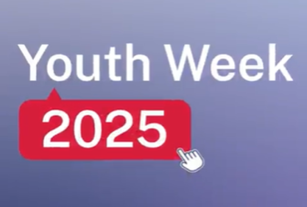 A still of the Youth Week 2025 reel showing the words Youth Week