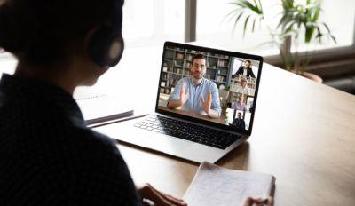 People participating in a team video chat