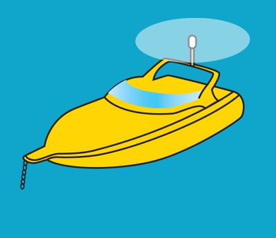 Illustration of navigation lights on a vessel at anchor